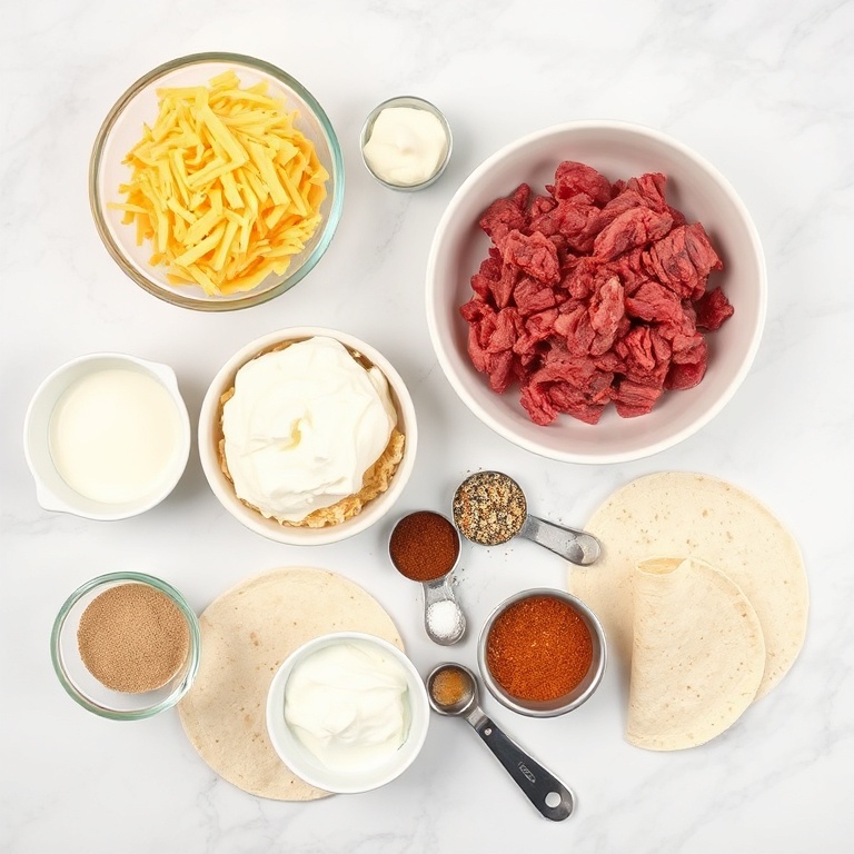 Ingredients for keto beef crunchwraps