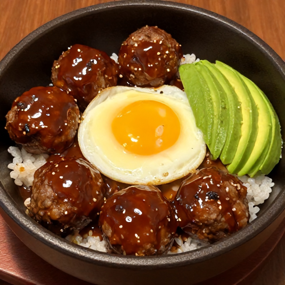 Korean BBQ Meatball Rice Bowl