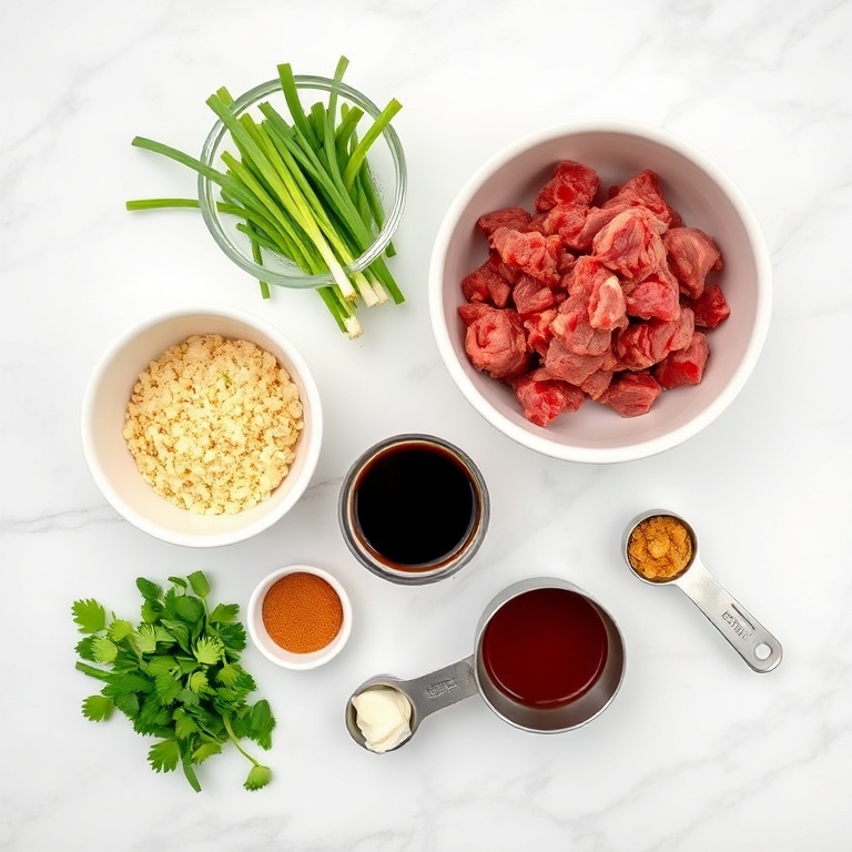 Korean BBQ Meatball Rice Bowls Ingredients
