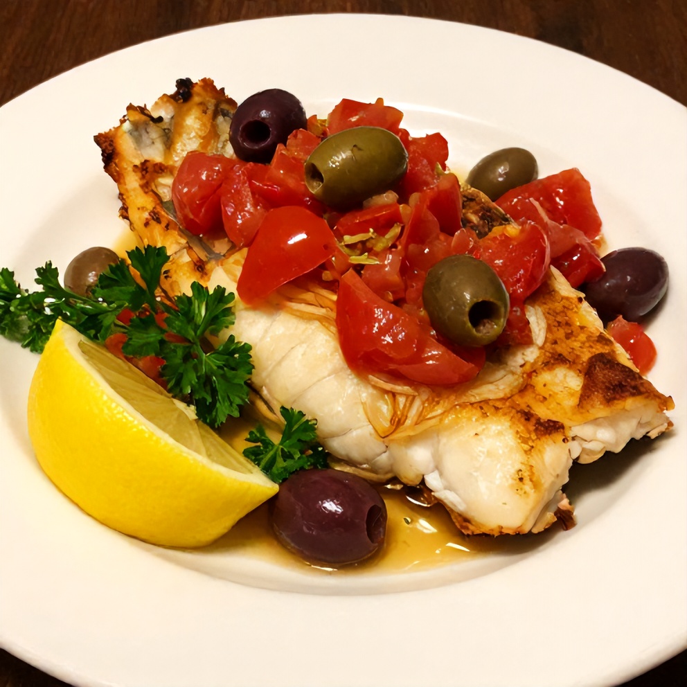 Plated Mediterranean Baked Cod