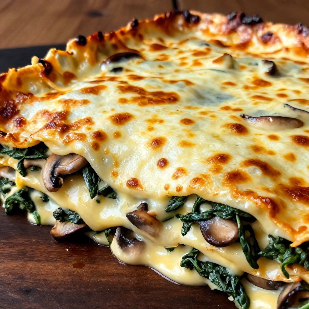 Easy Mushroom Spinach Lasagna