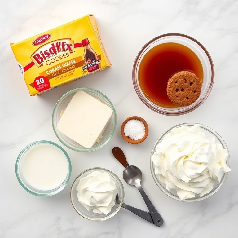 Biscoff Cookies, Cream Cheese, and Other Ingredients for No-Bake Cheesecake Cups