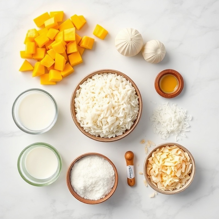 Raw Ingredients for No-Bake Mango Coconut Rice Pudding