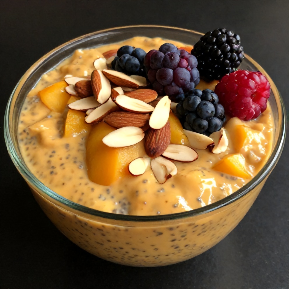 Peach Chia Pudding with Almonds