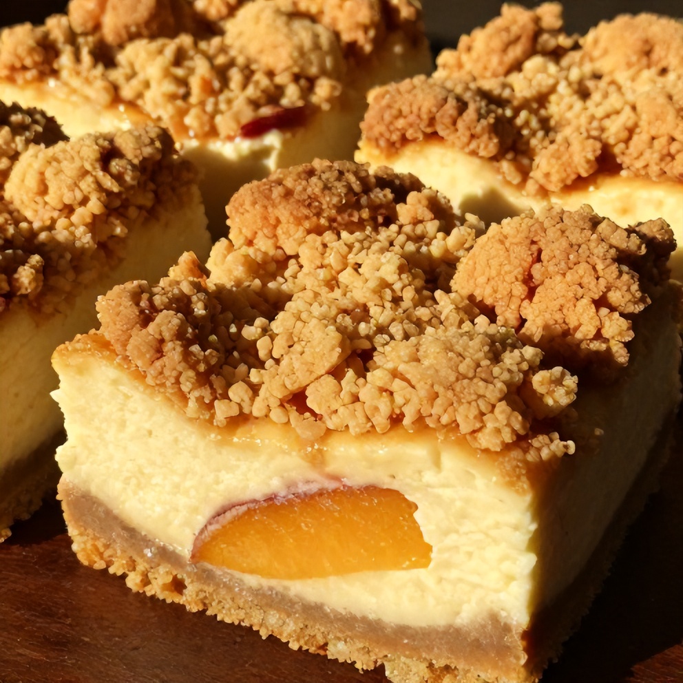 Easy Peach Cobbler Cheesecake Bars