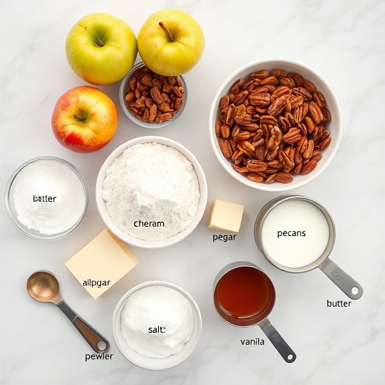 Raw ingredients for Pecan Apple Crisp Coffee Cake