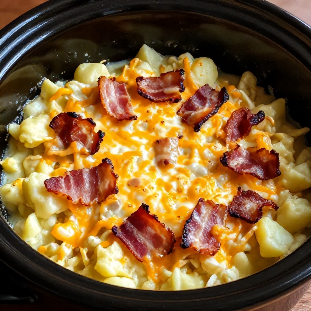 Easy Slow Cooker Cowboy Potato Casserole