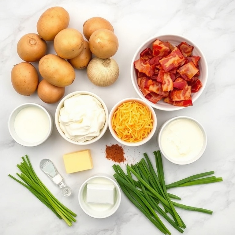 Raw ingredients for Slow Cooker Cowboy Potato Casserole