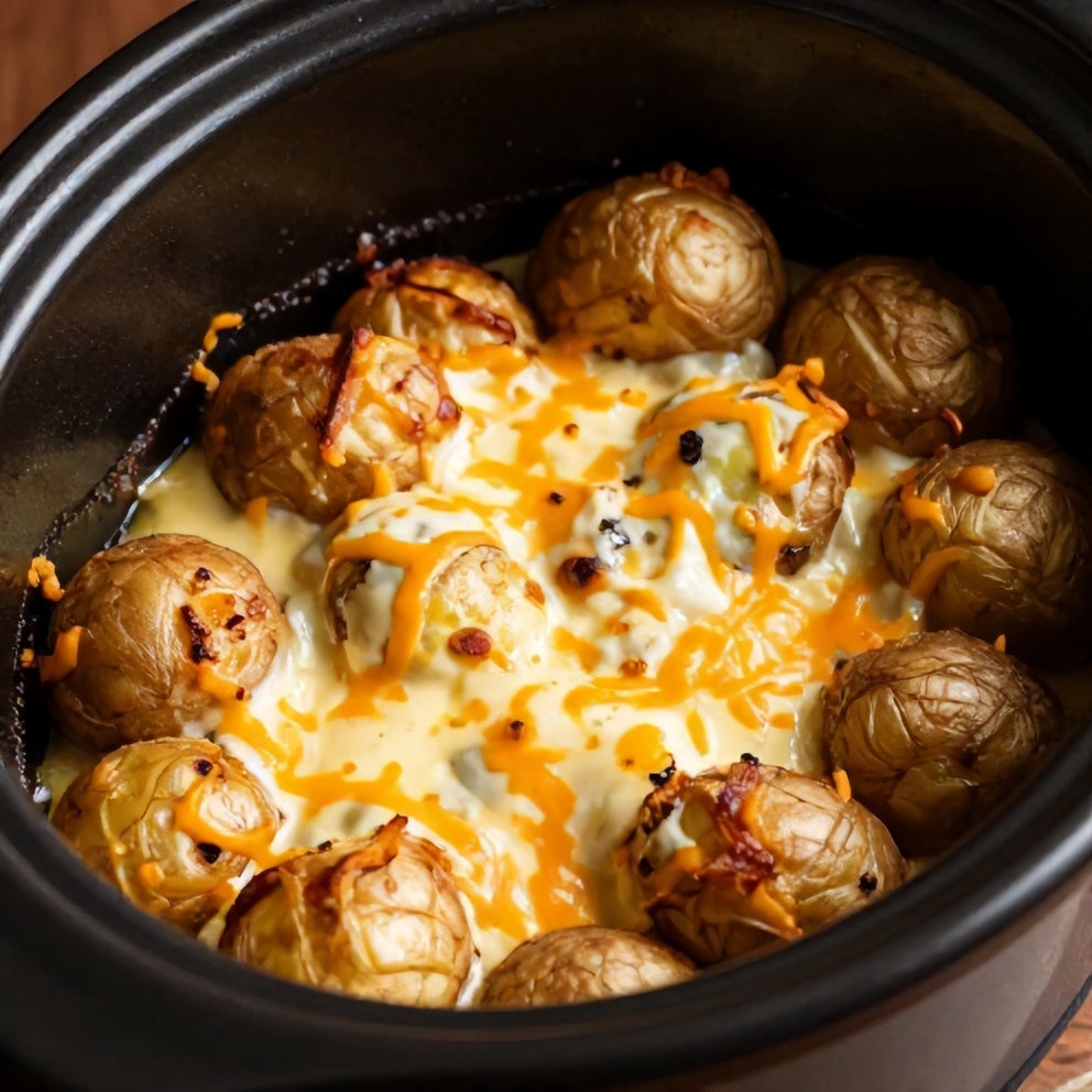 Easy Slow Cooker Loaded Baked Potatoes