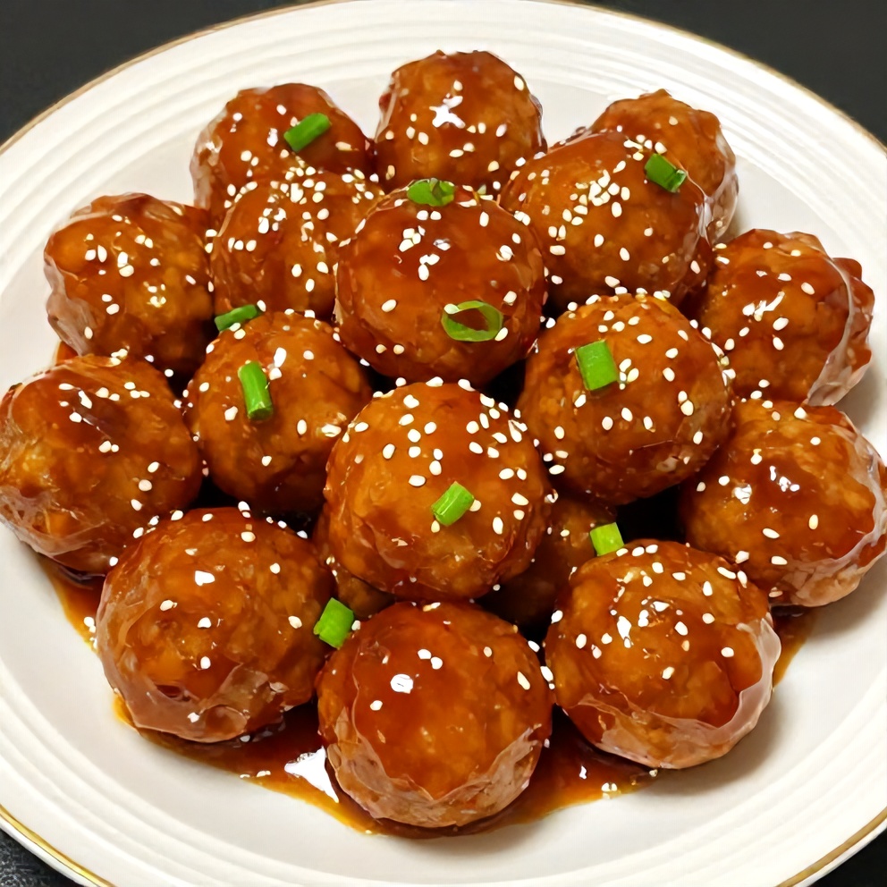 Plated Sweet and Sour Meatballs