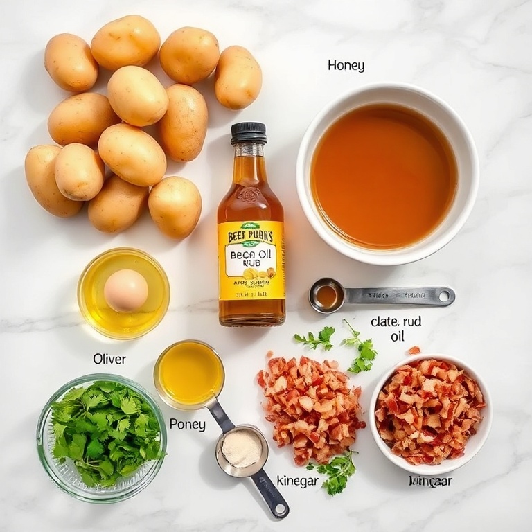 Raw ingredients for smoked baby potatoes with beer mustard and BBQ rub
