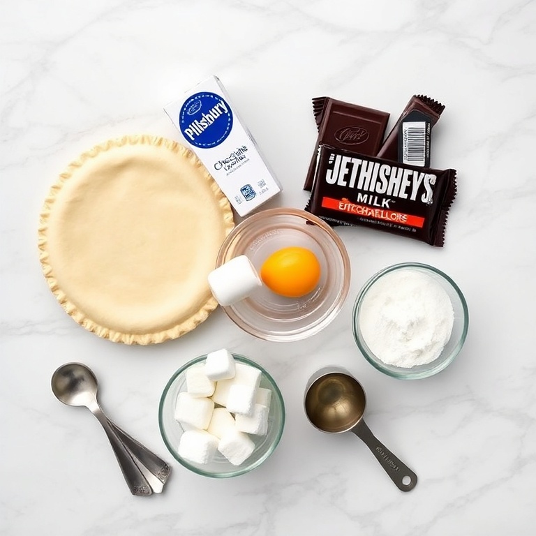 Ingredients for Easy S’mores Hand Pies on a marble counter