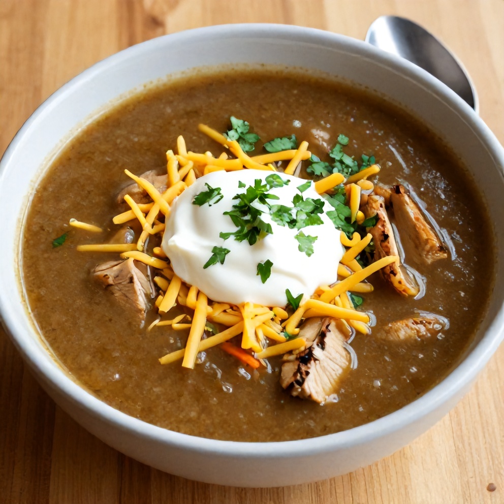 Bowl of Southwest Chicken Soup with a sprinkle of cilantro
