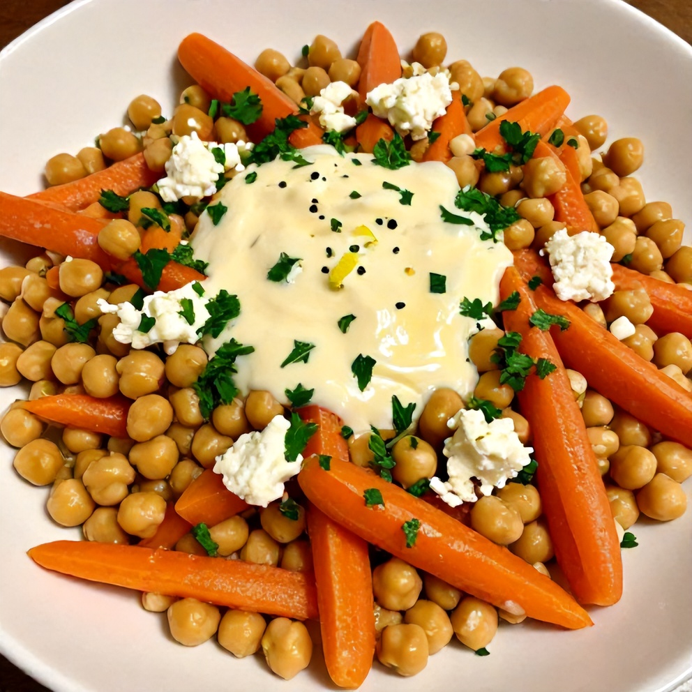 Plated serving of Easy Spring Carrot and Chickpea Salad
