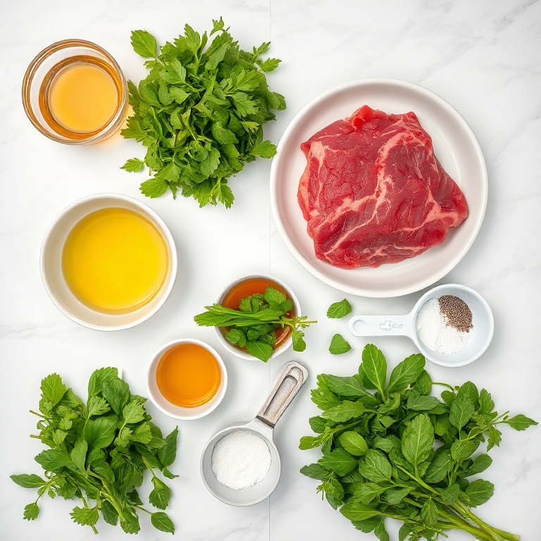 Raw Ingredients for Steak and Arugula Salad