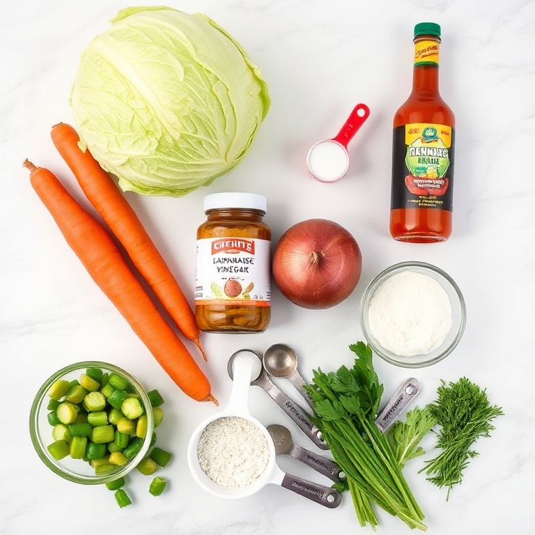 Ingredients for Sweet and Spicy Pickle Slaw