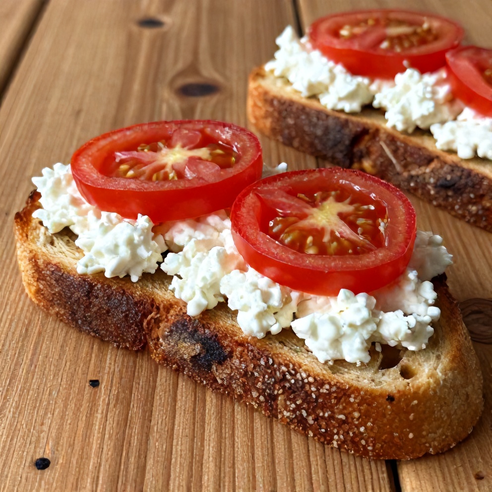 Easy Tomato and Cottage Cheese Toast