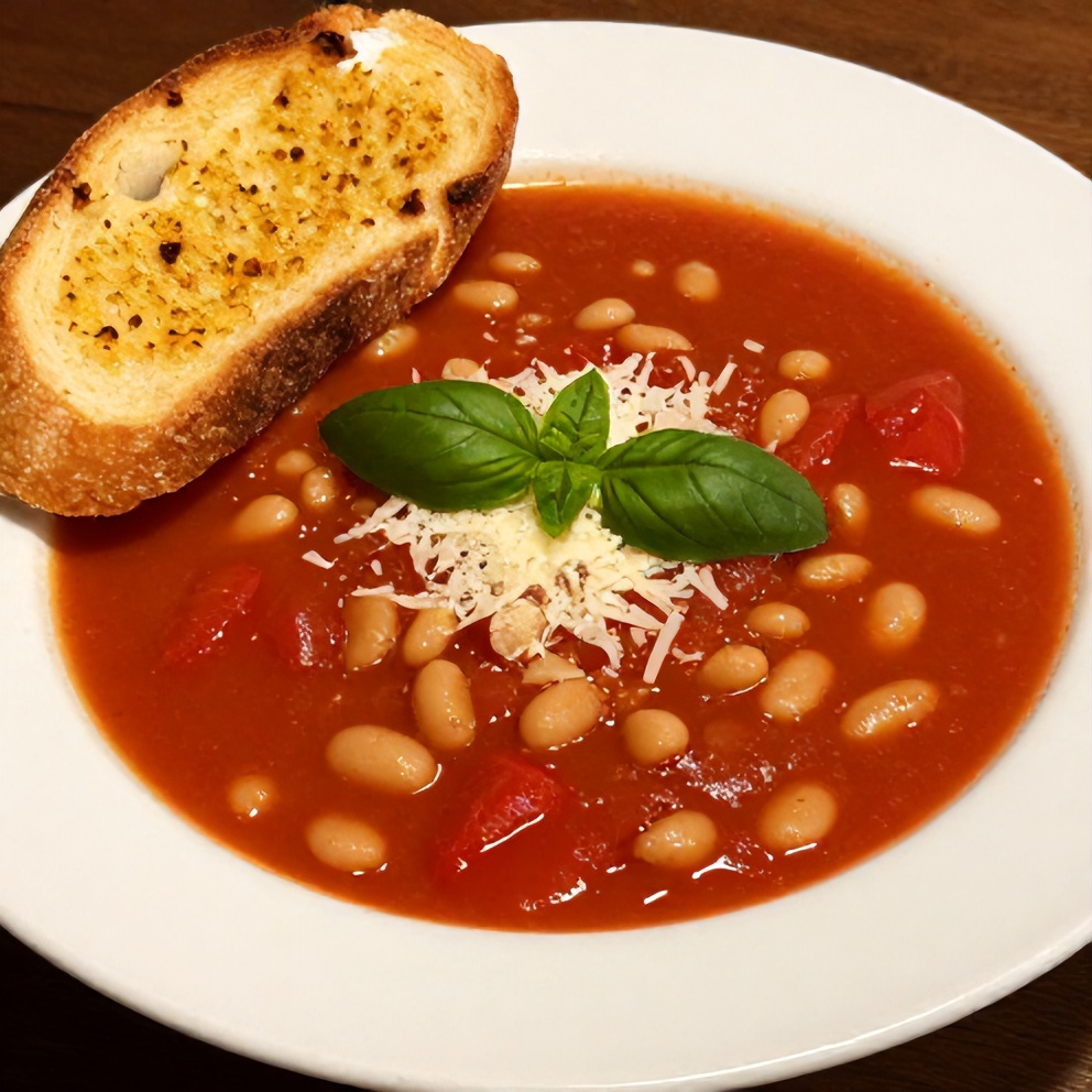 Tomato and White Bean Soup with Garlic Toast
