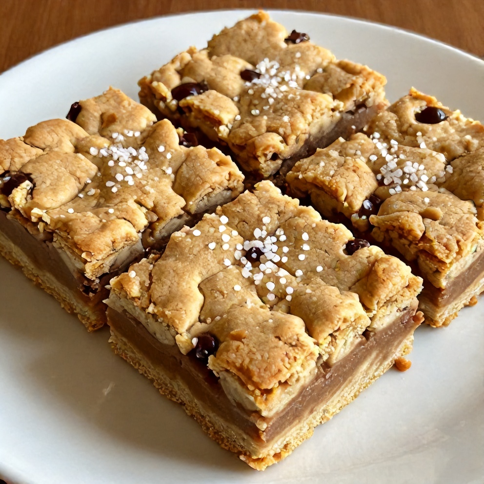 Twix Cookie Bars on a Plate