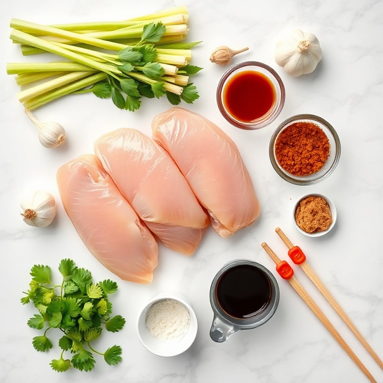 Raw Ingredients for Vietnamese Lemongrass Chicken Skewers