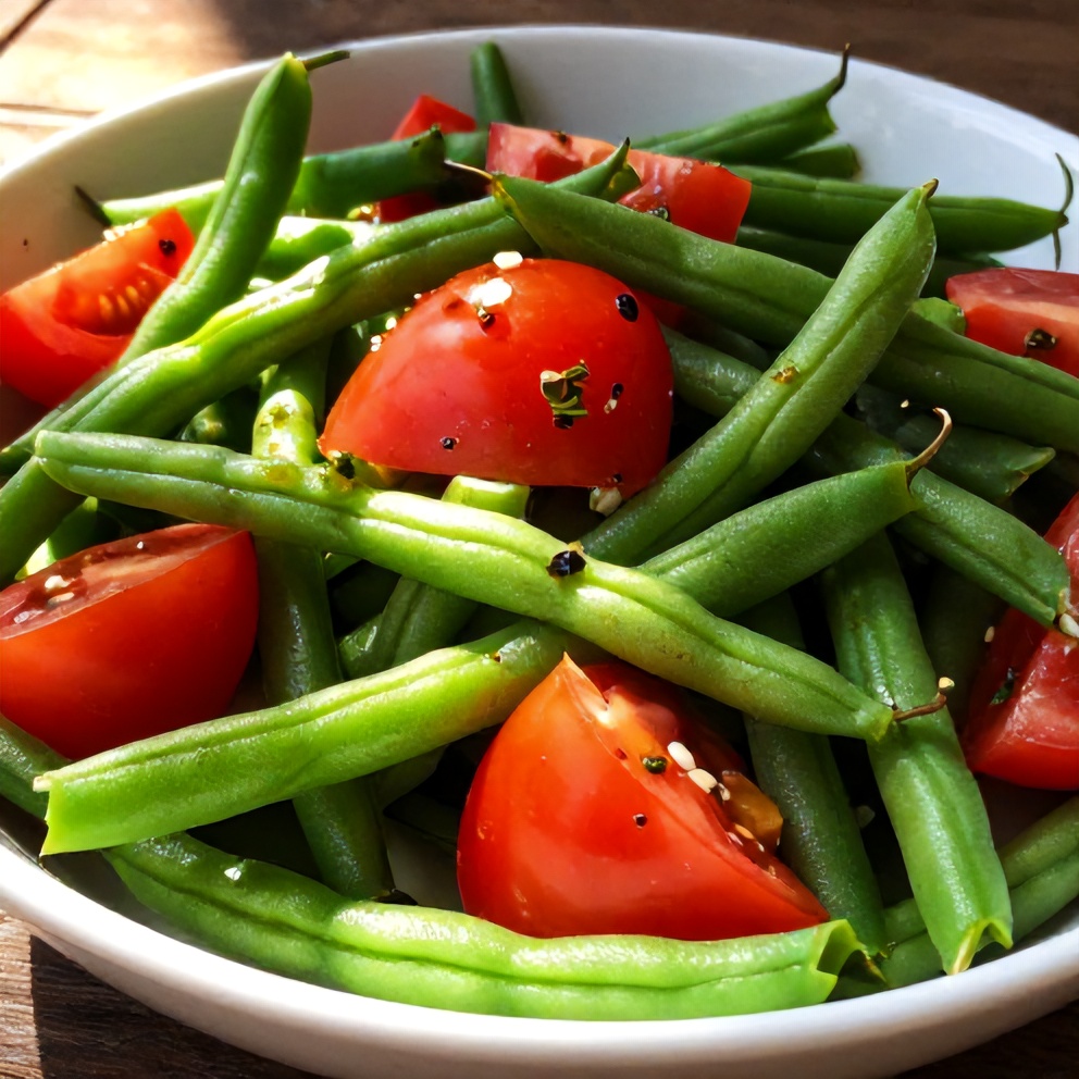 fresh green bean and tomato salad