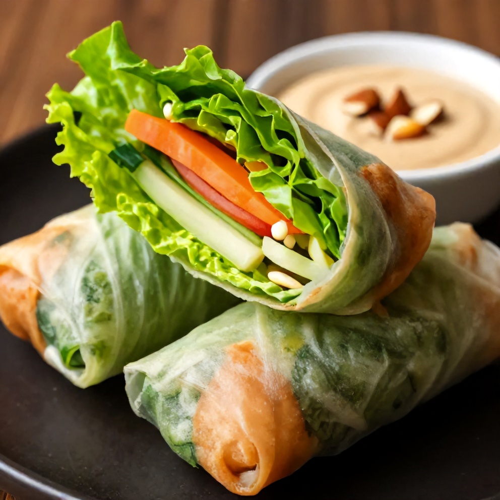 fresh lettuce wrapped veggie spring rolls