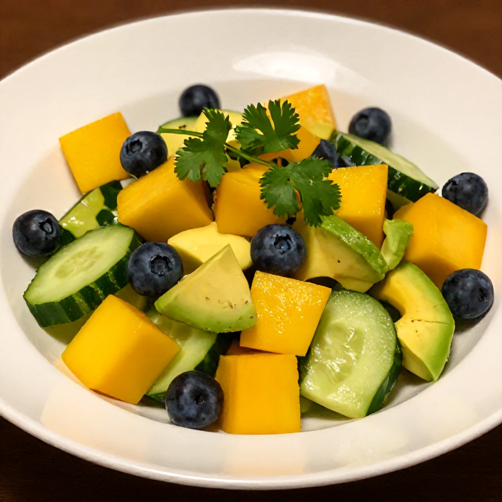 Plated Fresh Mango Cucumber Salad