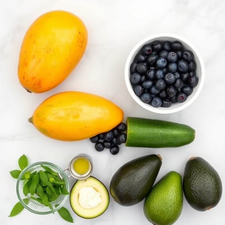 Raw ingredients for Fresh Mango Cucumber Salad
