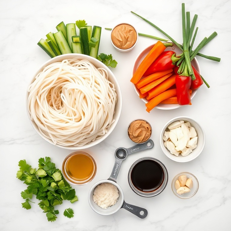 Raw ingredients for fresh spring roll bowl