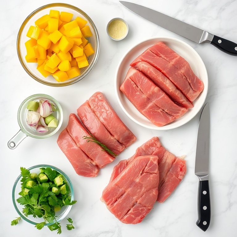 Raw Ingredients for Grilled Tuna Steak with Mango Avocado Salsa