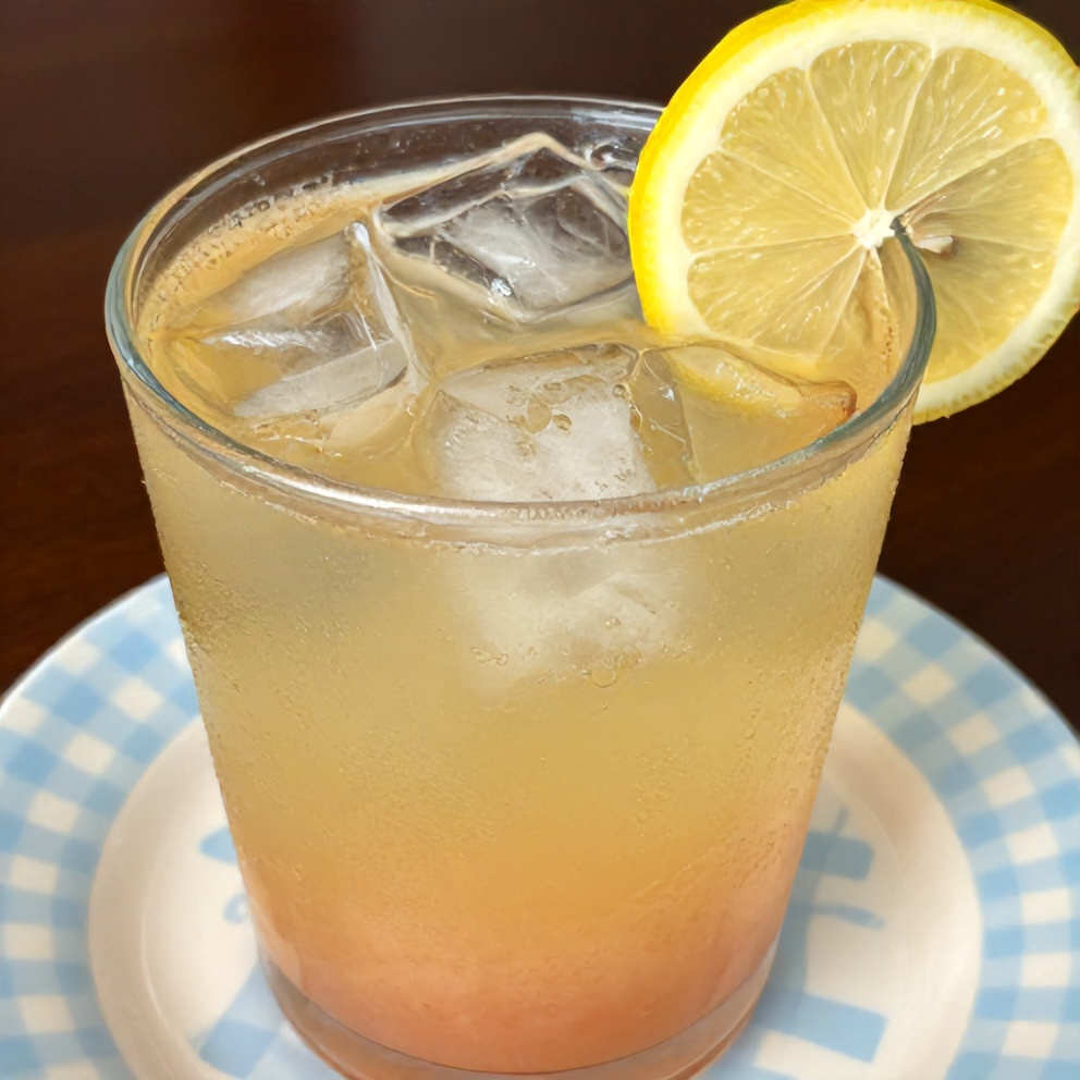 Guava White Tea Lemonade poured into glasses with lemon slices