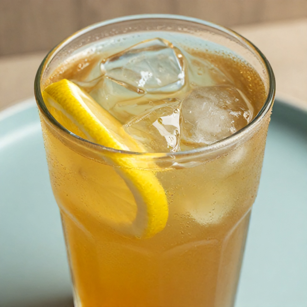 Guava White Tea Lemonade poured into glasses with ice and lemon slices