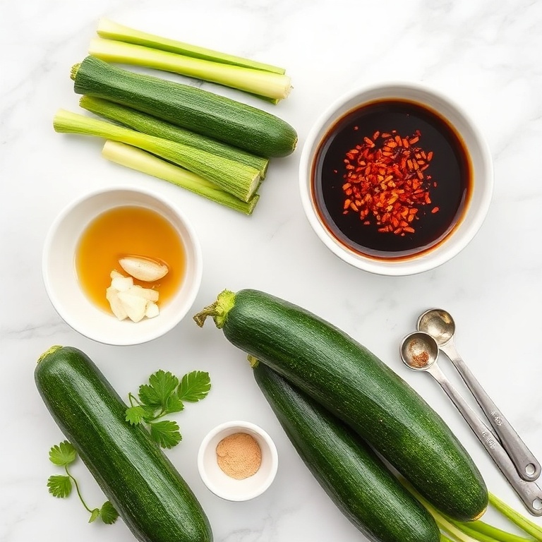 Raw ingredients for hibachi zucchini stir fry