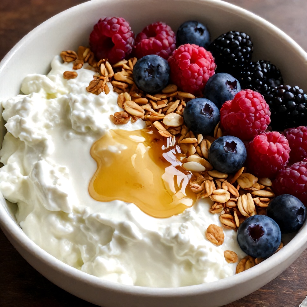 high protein berry cottage cheese bowl