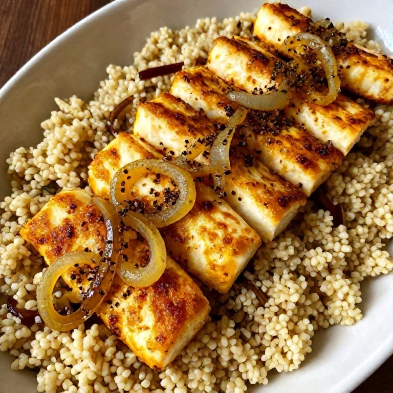 hot honey halloumi couscous salad