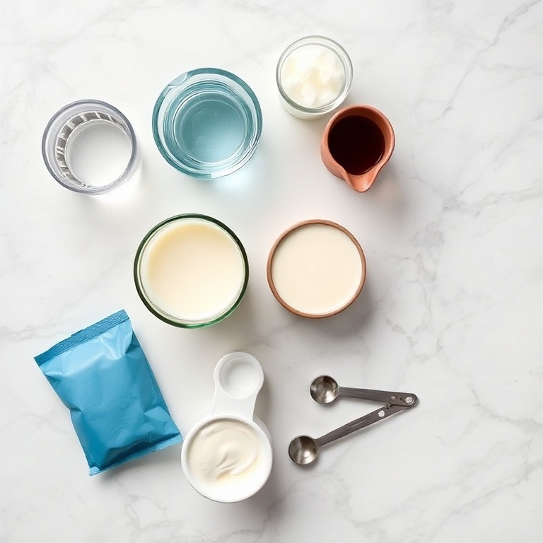 Ingredients for Iced Blue Tea Latte with Vanilla Cold Foam