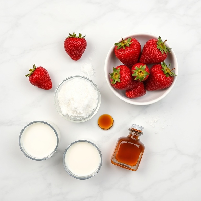 Ingredients for Korean strawberry milk