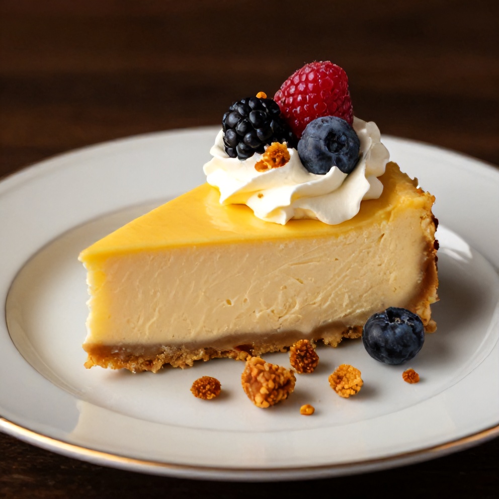 Plated Lemon Lavender Cheesecake