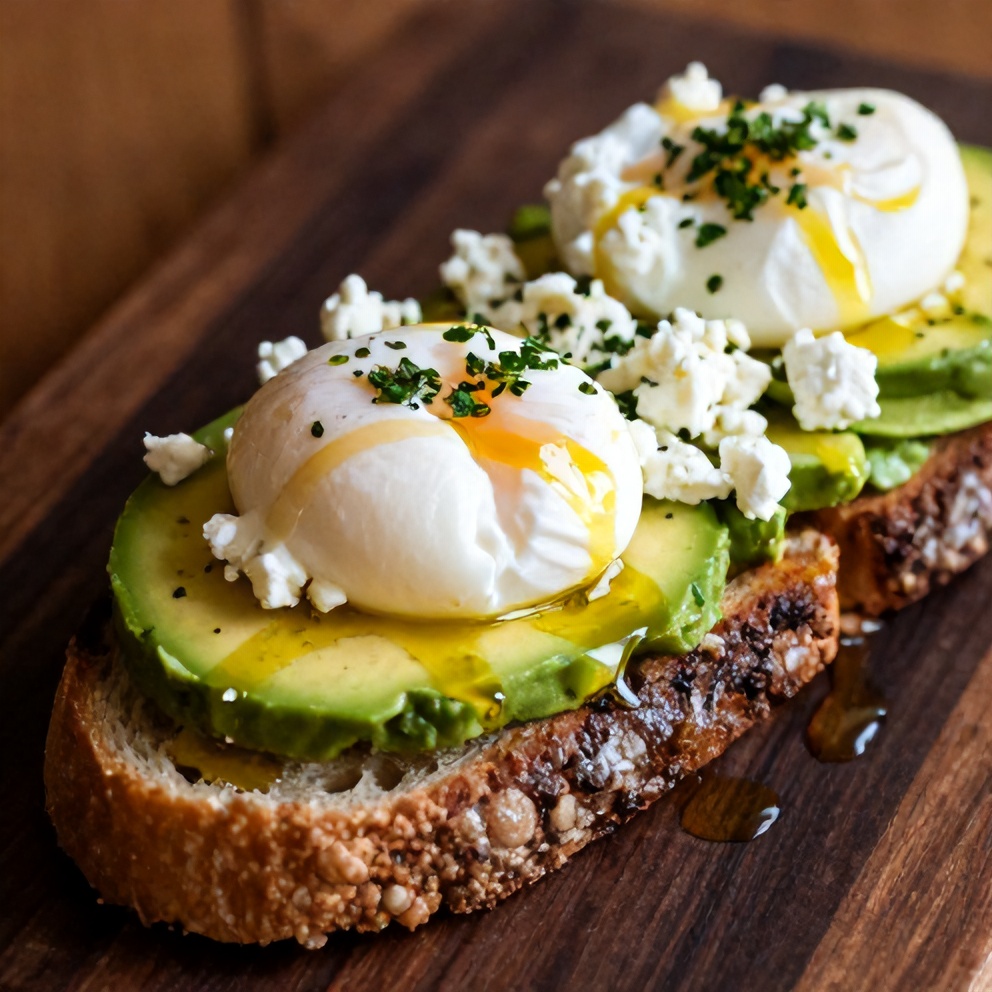Mediterranean Avocado Toast with Poached Egg and Feta