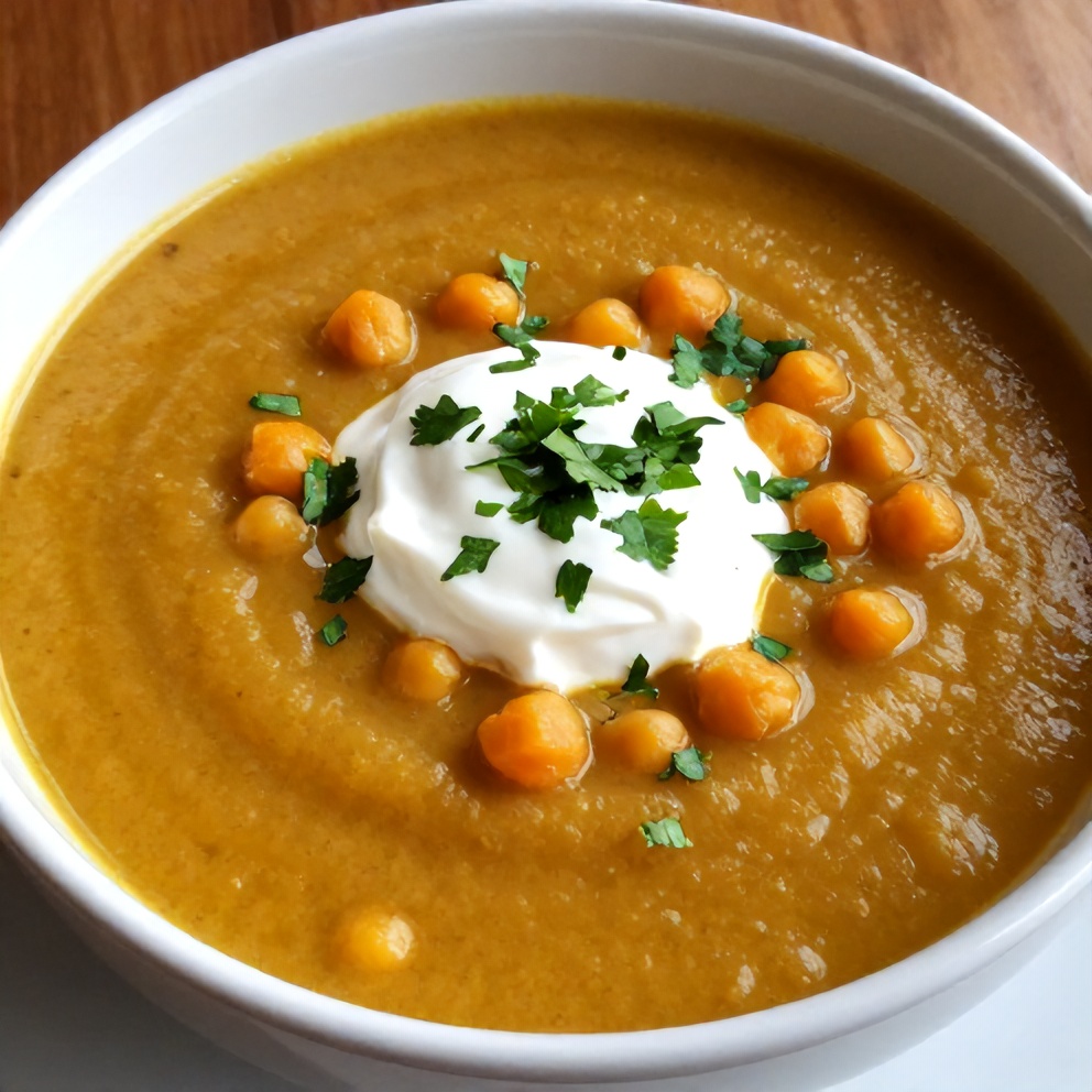Bowl of Moroccan Sweet Potato and Chickpea Soup