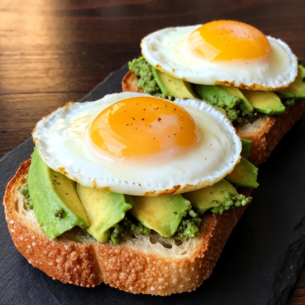 Pesto Eggs on Avocado Toast