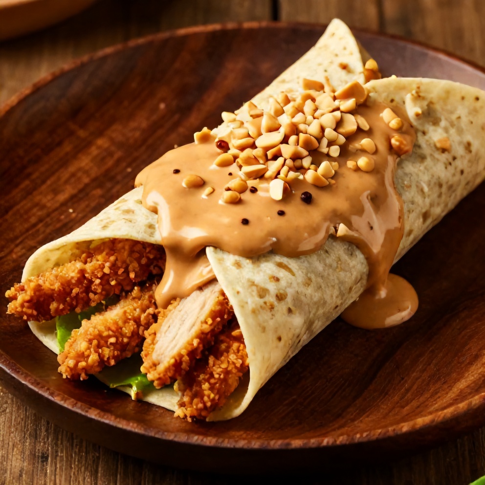 Plated Quick Chicken Lettuce Wraps with Peanut Sauce