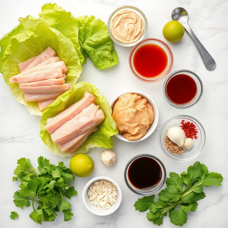 Raw ingredients for Quick Chicken Lettuce Wraps