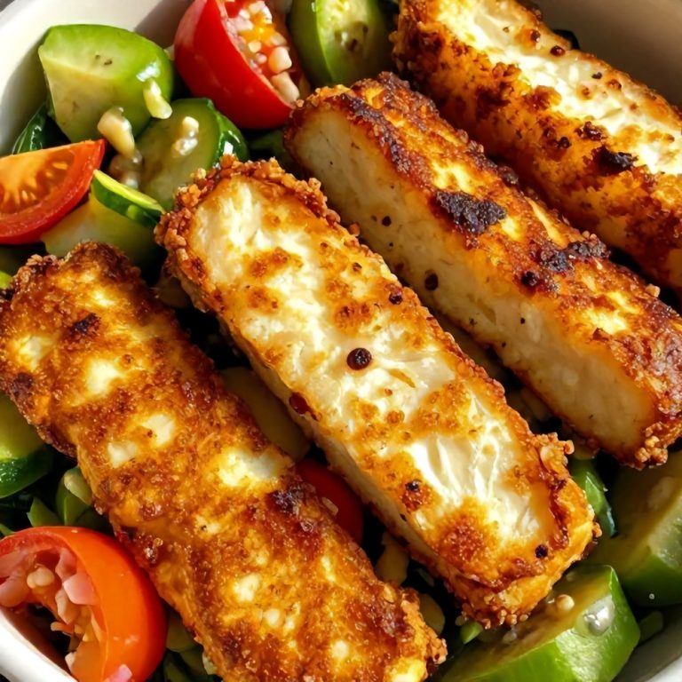 Quick Crispy Halloumi Greek Power Bowl
