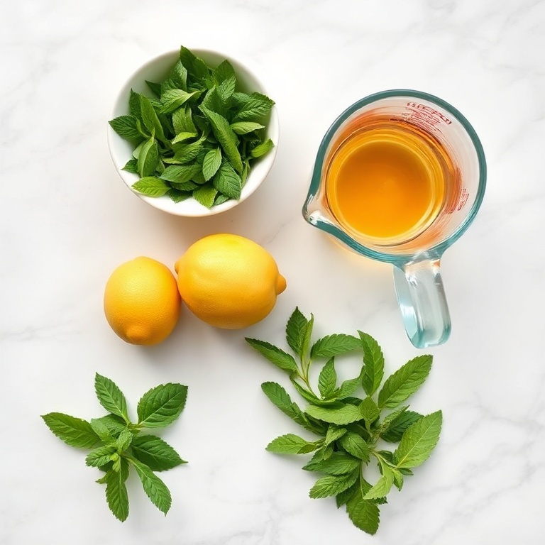 Ingredients for Refreshing Mint and Lemon Verbena Iced Tea