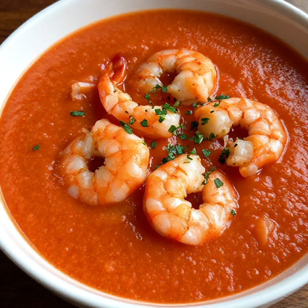 refreshing summer gazpacho with shrimp