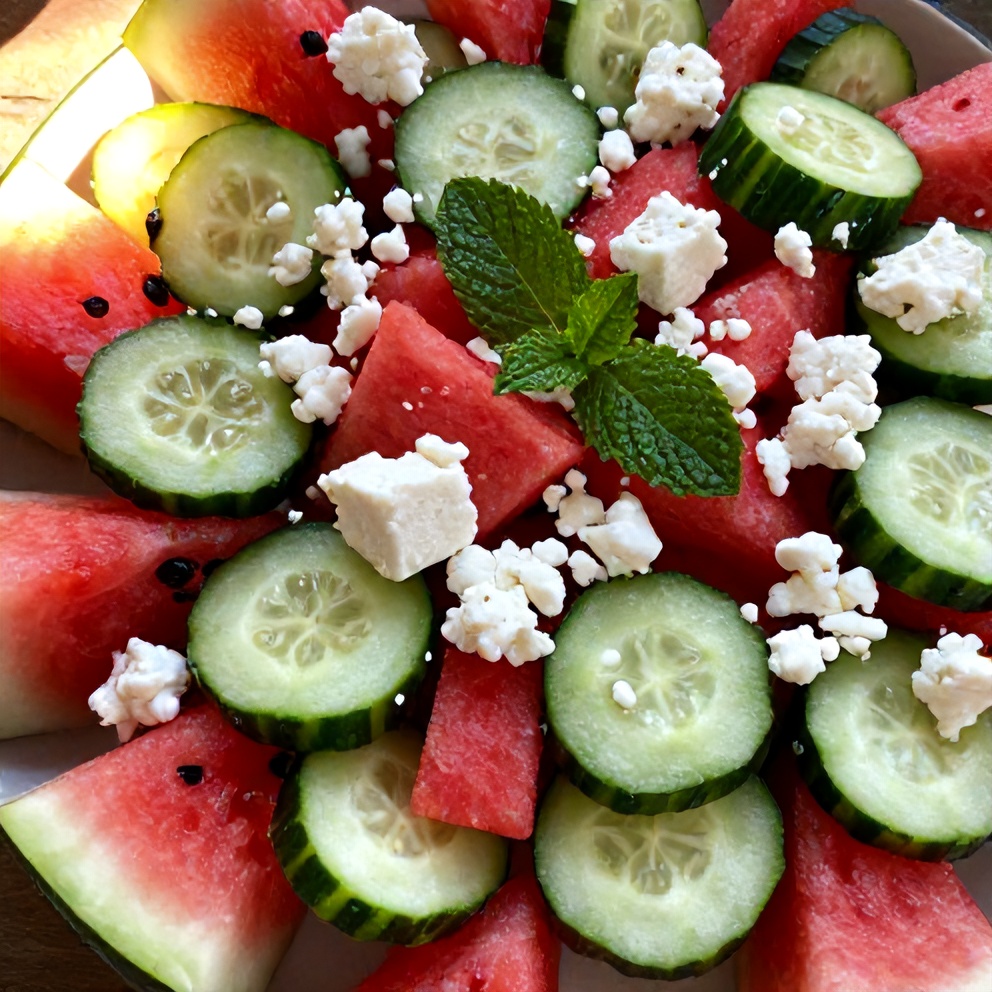 refreshing watermelon cucumber salad