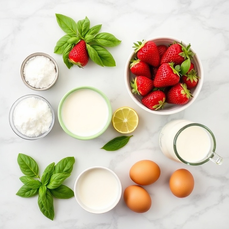 Ice Cream Ingredients Flat Lay