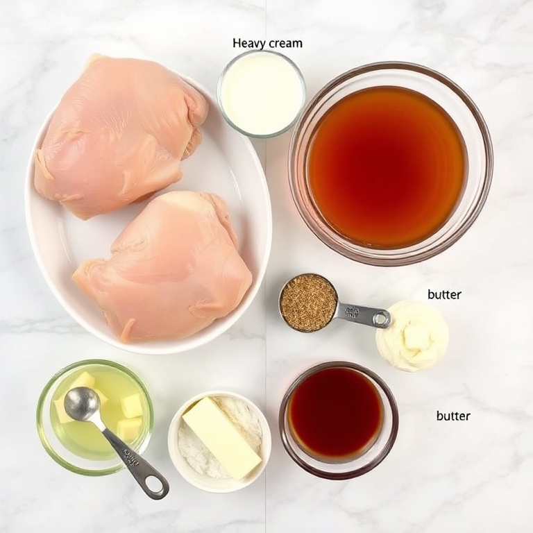 Raw ingredients for slow cooker Cajun butter chicken