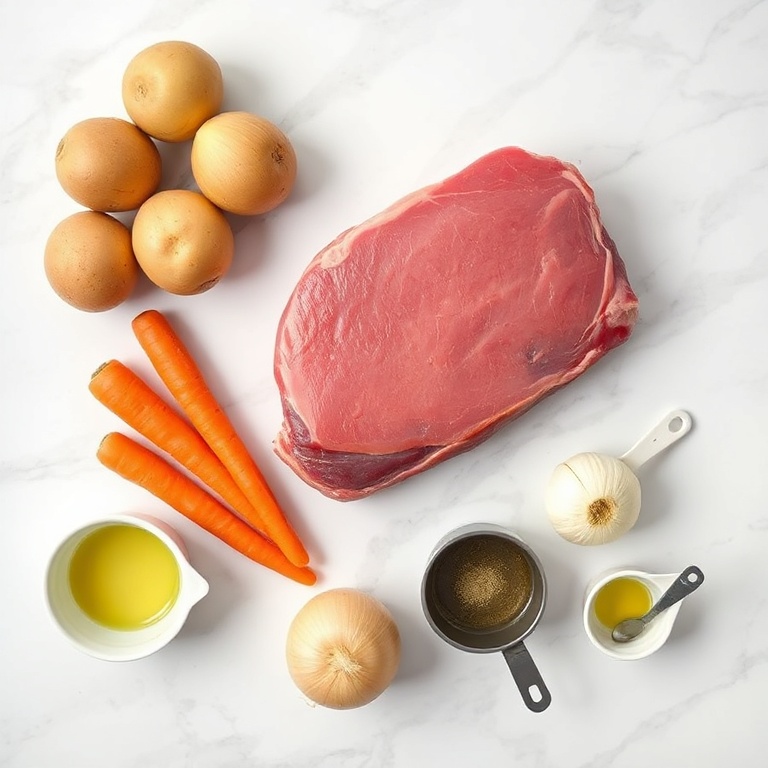 Raw Ingredients for Slow Cooker Chuck Roast